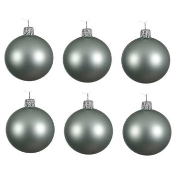 Decoris kerstballen - 6x st - mintgroen - 6 cm - glas - mat - Kerstbal