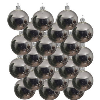 18x Glazen kerstballen glans zilver 8 cm kerstboom versiering/decoratie - Kerstbal