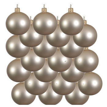 18x Glazen kerstballen mat licht parel/champagne 8 cm kerstboom versiering/decoratie - Kerstbal