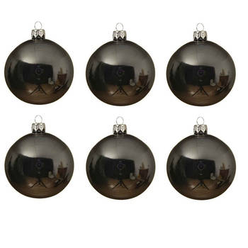 Decoris kerstballen - 6x st - blauw stone - 6 cm - glas - glans - Kerstbal