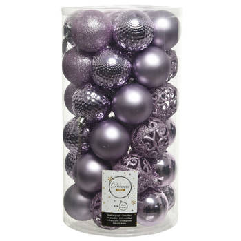 37x Kunststof kerstballen mix lila paars 6 cm kerstboom versiering/decoratie - Kerstbal