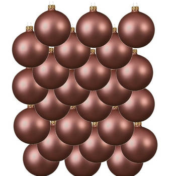 24x Glazen kerstballen mat oud roze 8 cm kerstboom versiering/decoratie - Kerstbal