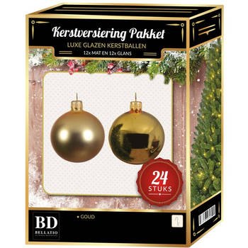 Gouden Kerstversiering Kerstballen 24-delig 6 en 8 cm - Kerstbal
