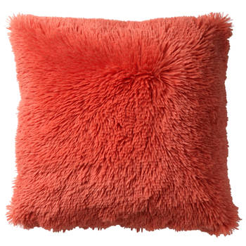 Dutch Decor - FLUFFY - Kussenhoes 45x45 cm - superzacht - effen kleur - Coral - koraalroze