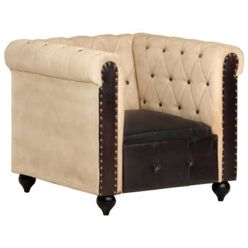 vidaXL Fauteuil Chesterfield-stijl echt leer bruin