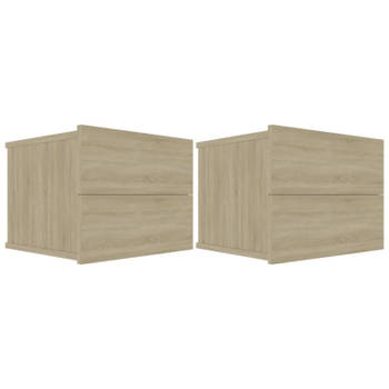 vidaXL Nachtkastjes 2 st 40x30x30 cm bewerkt hout sonoma eikenkleurig