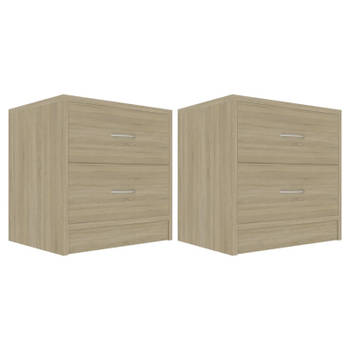 vidaXL Nachtkastjes 2 st 40x30x40 cm bewerkt hout sonoma eikenkleurig