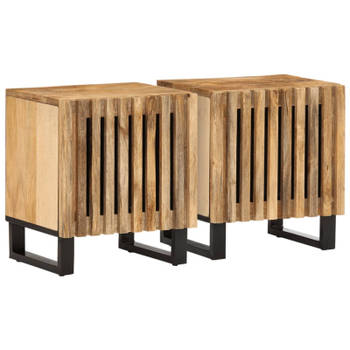 vidaXL Nachtkastjes 2 st 40x34x46 cm massief ruw mangohout