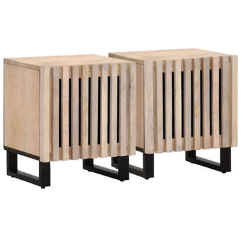 vidaXL Nachtkastjes 2 st 40x34x46 cm massief gebleekt mangohout