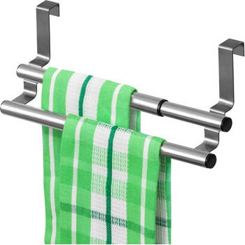 Tatkraft DOUBLE - Uitschuifbaar RVS handdoekrek voor kastdeur