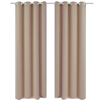 Gordijnen met metalen ringen 135 x 245 cm 2 stuks (creme)