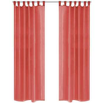 vidaXL Gordijnen voile 140x225 cm rood 2 st