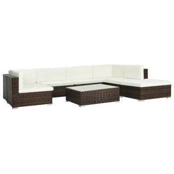 vidaXL 8-delige Loungeset met kussens poly rattan bruin