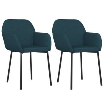 vidaXL Eetkamerstoelen 2 st fluweel blauw