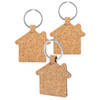 Sleutelhanger met huisje - 3x - kurk/metaal - 5 x 6 cm - eigen huis/nieuw huis - Sleutelhangers
