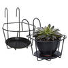 Gerimport Balkon bloempothouder - 2x - bloembak met ophanging - zwart metaal - 29 x 22 x 24 cm - rond - Plantenbakbeugel