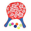 Gebro Beachball set - hout - kleurenmix - strand sport speelset - met 6x balletjes - Beachballsets