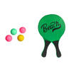 Gebro strand Beachball set - hout - groen - strand sport speelset - met 5x balletjes - Beachballsets