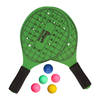 Atosa sports Beachball set - hout - groen - strand sport speelset - met 5x balletjes - Beachballsets