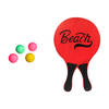 Gebro strand Beachball set - hout - rood - strand sport speelset - met 5x balletjes - Beachballsets