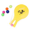 Beachball set geel - kunststof - 6x multi kleur balletjes - rubber - strandbal speelset - Beachballsets