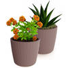 Prosperplast Plantenpot/bloempot Buckingham - 2x - kunststof - terra bruin - 39 x 34 cm - Plantenpotten