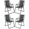 Atmosphera camping/strand stoel - 4x - aluminium - inklapbaar - zwart - L52 x B55 x H75 cm - Campingstoelen