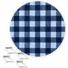 Blauwe tafelkleden/tafelzeilen 160 cm rond geruit met 4x tafelkleedklemmen - Tafelzeilen