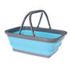 Wasmand/boodschappen mand - opvouwbaar - met hengsel - kunststof - 30L - blauw - 39 x 27 x 14.5 cm - Emmers