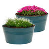 Mega Collections plantenpot/bloempot Bob - 2x - zink - zeegroen - D25 X H12 cm - IJzeren emmer / teil