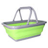 Wasmand/boodschappen mand - opvouwbaar - met hengsel - kunststof - 30L - groen - 39 x 27 x 14,5 cm - Emmers