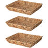 H&S Collection Broodmand - 3x - gevlochten riet - naturel - 33 x 25 x 6 cm - broodmand