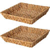 H&S Collection Broodmand - 2x - gevlochten riet - naturel - 29 x 29 x 6 cm - broodmand