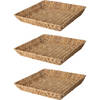 H&S Collection Broodmand - 3x - gevlochten riet - naturel - 34 x 34 x 6 cm - broodmand