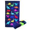 Set van bad cape/poncho met strand/badlaken voor kinderen dino print microvezel - Badcapes