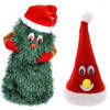 Zingende en dansende figuren - 2x st - kerstboom en kerstmuts - Kerstman pop