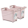 Plasticforte opberg Trolley Container - 2x - roze - L38 x B18 x H26 cm - kunststof - Opberg trolley