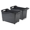 Plasticforte opberg Trolley Container - 2x - zwart - L45 x B24 x H27 cm - kunststof - Opberg trolley