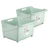 Plasticforte opberg Trolley Container - 2x - mintgroen - L39 x B38 x H26 cm - kunststof - Opberg trolley