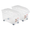 Plasticforte opberg Trolley Container - 2x - transparant - L30 x B15 x H18 cm - kunststof - Opberg trolley