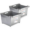 Plasticforte opberg Trolley Container - 2x - zilver - L39 x B38 x H26 cm - kunststof - Opberg trolley