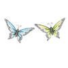 Anna Collection Wanddecoratie vlinders - 2x - blauw/groen - 36 x 21 cm - metaal - muurdecoratie - Tuinbeelden