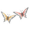 Anna Collection Wanddecoratie vlinders - 2x - oranje/rood - 36 x 21 cm - metaal - muurdecoratie - Tuinbeelden