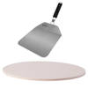 BBQ/oven pizzasteen rond keramiek 30 cm met inklapbare RVS pizzaschep 25 cm - Pizzaplaten