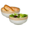 5Five - 2x - serveerschaal/saladeschaal - wit - bamboe - 20 x 8 cm - rond - Saladeschalen