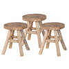 Mega Collections Zit krukje/bijzet stoel - 3x - hout - lichtbruin - D20 x H25 cm - Voor kinderen - Krukjes