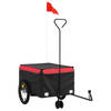 vidaXL Fietstrailer 45 kg ijzer zwart en rood