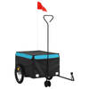 vidaXL Fietstrailer 45 kg ijzer zwart en blauw