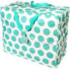 XXL tas / Jumbo tas turquoise on cream / Groene stip