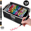 Infinity Goods Twinmarkers 168 Stuks - Professionele Alcohol Markers - Dubbelzijdige Tip - Stiften - Opbergtas Met